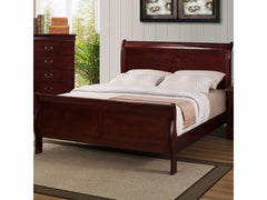 Louis Philip Dark Cherry Wooden Sleigh Bed - Mattress Doctor Lafayette