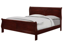 Louis Philip Dark Cherry Wooden Sleigh Bed - Mattress Doctor Lafayette